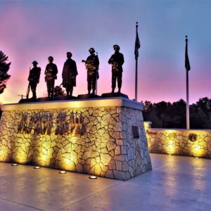 Soldier statues at a veterans memorial