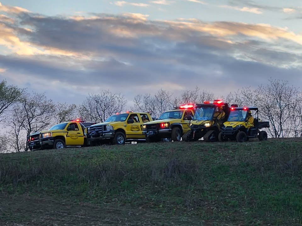 Oakdale Fire Department trucks in a row.