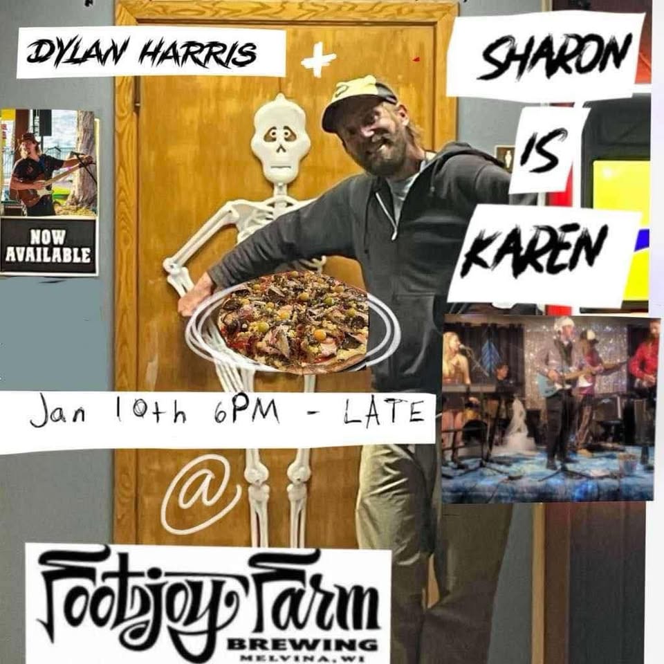 Sharon is Karen poster with a skeleton and a pizza