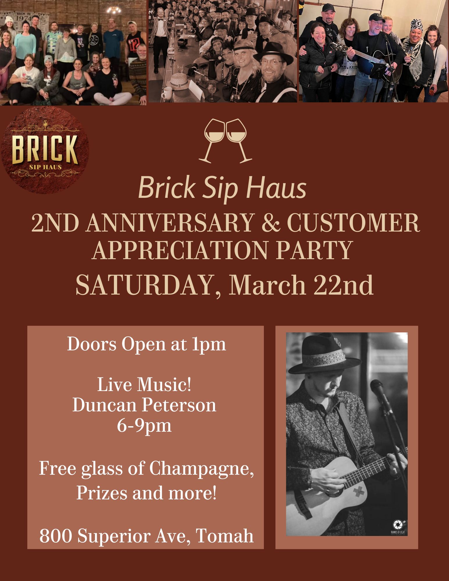 Brick Sip Haus customer appreciation event flier