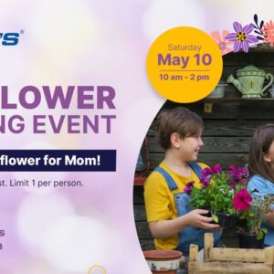 An event flier for the free flower planting event