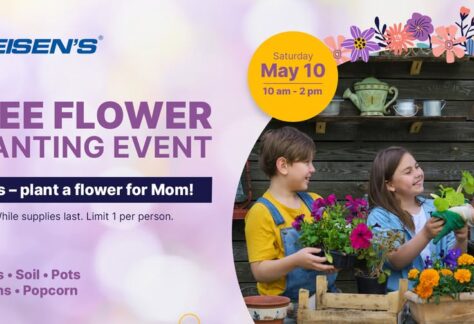 An event flier for the free flower planting event