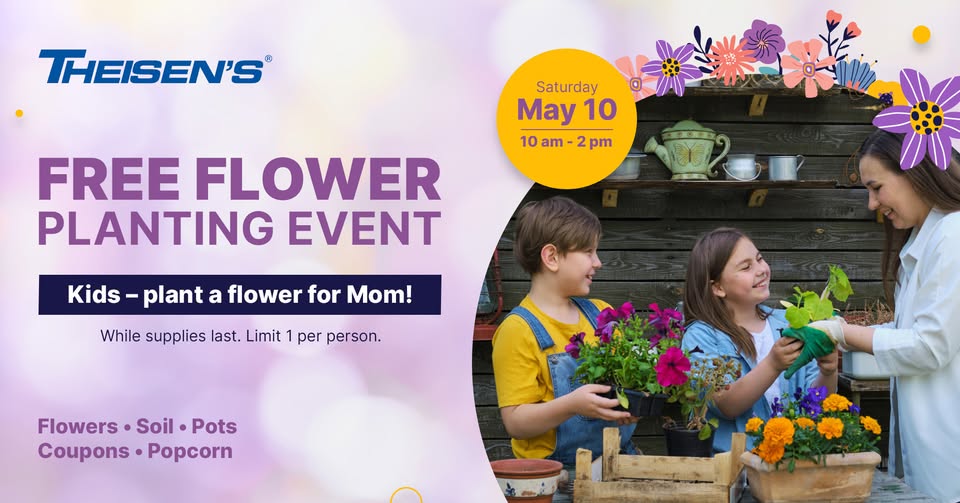 An event flier for the free flower planting event