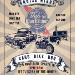 The event flier for rolling smoke cruise night