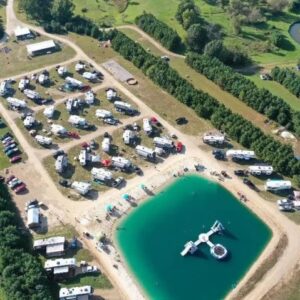 An ariel view of the Whiskey Creek RV park