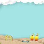 A drawing of a beach scene