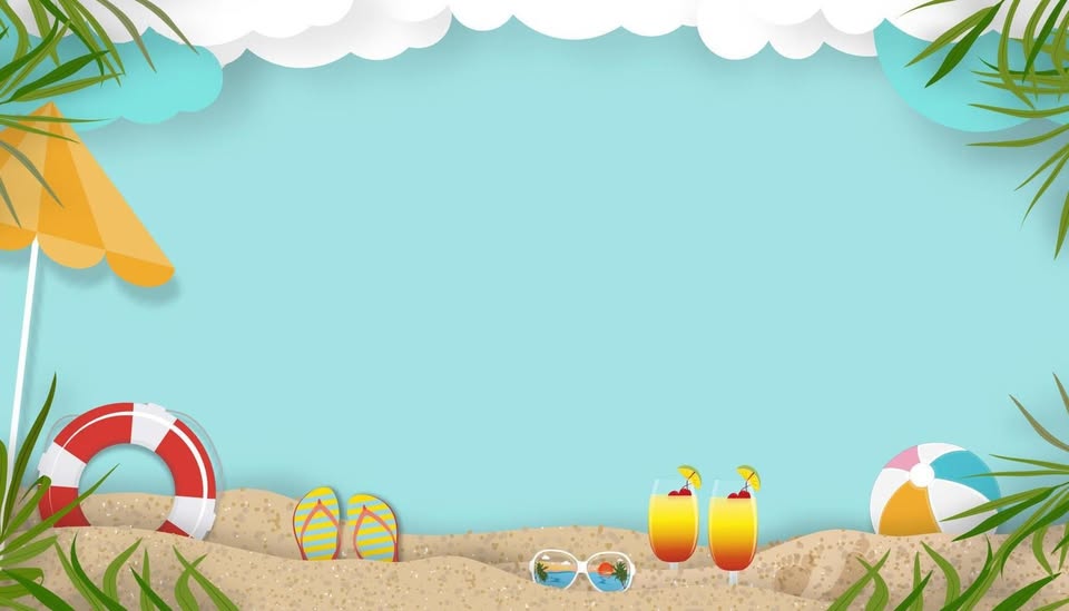 A drawing of a beach scene