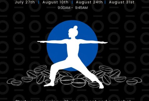 Stretch and sip yoga event flier