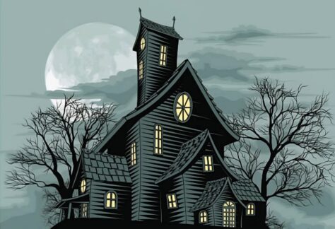 a haunted house drawing