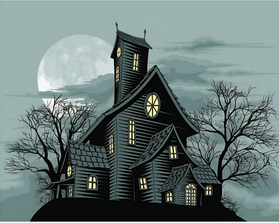 a haunted house drawing