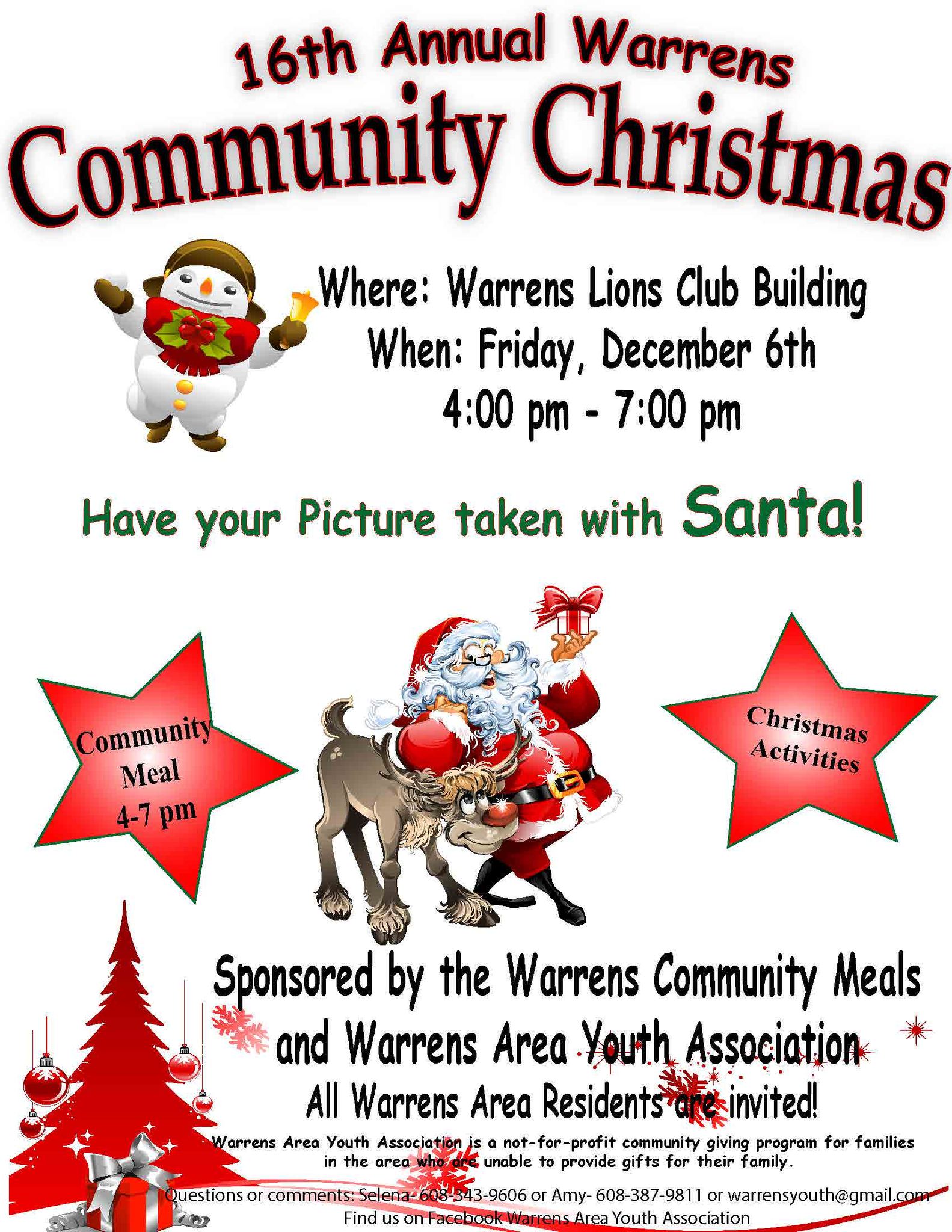 Warrens Community Christmas event flier