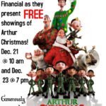 Arthur Christmas free showing event flier