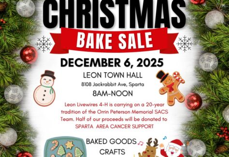 Leon Town Hall bake sale event flier