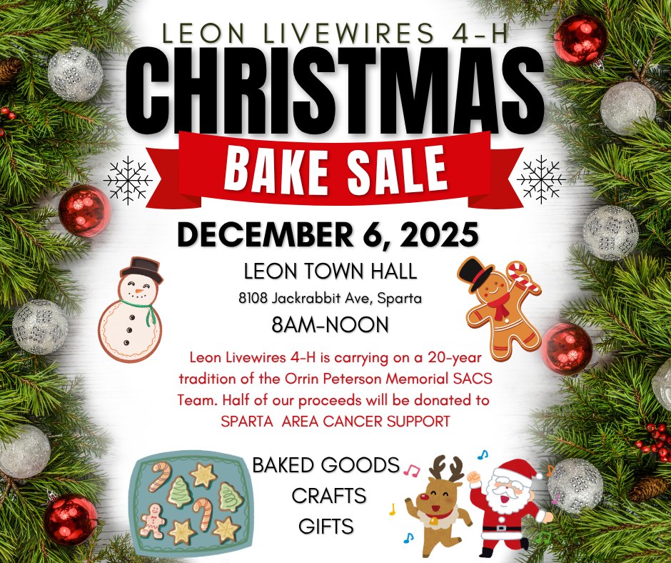 Leon Town Hall bake sale event flier