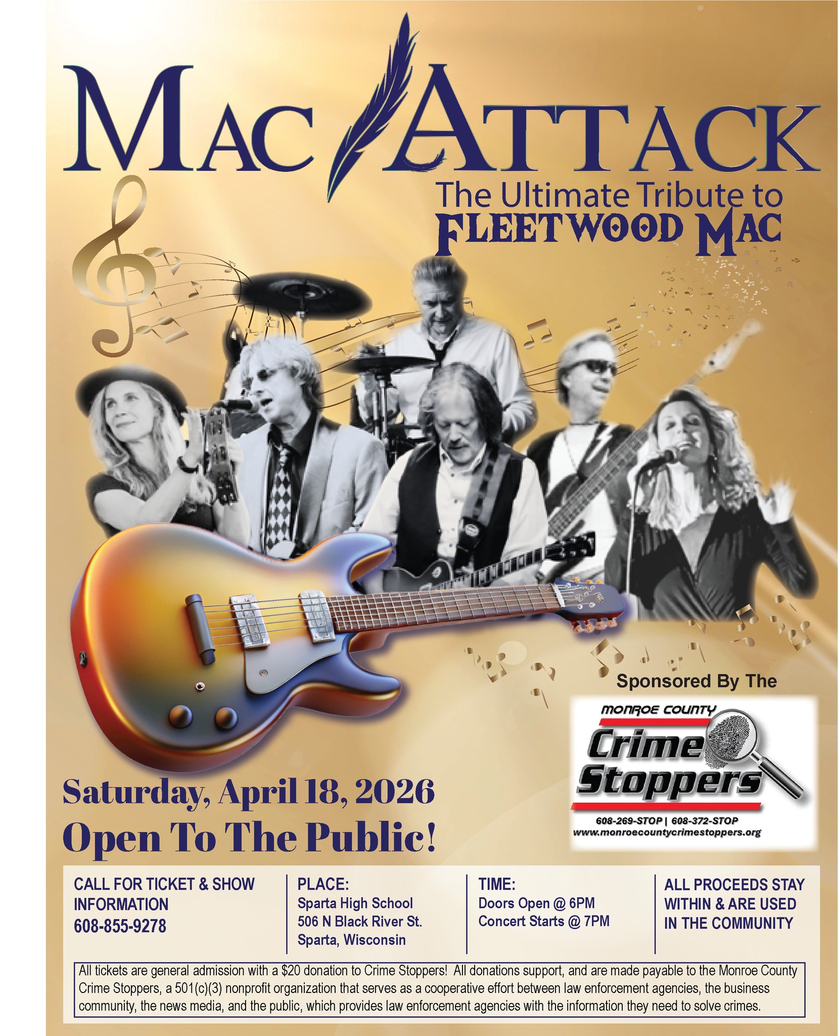 A poster showing some of the acts for the Fleetwood Mac tribute.