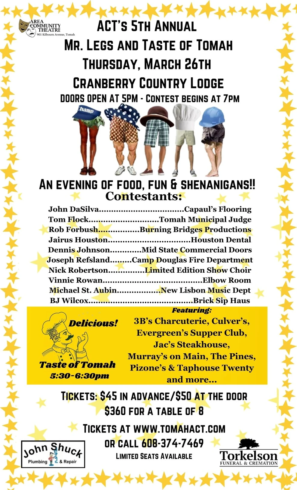 A poster with a picture with different types of legs on it with a rage of different hats on them.