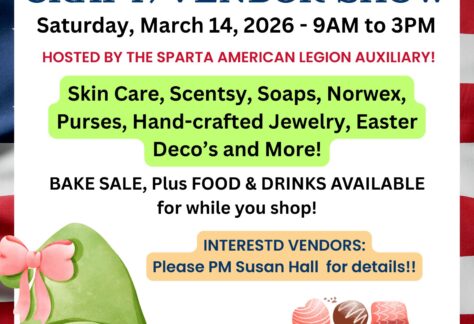 A poster for the Auxiliary Spring Craft Vendor Show with a garden gnome on it.