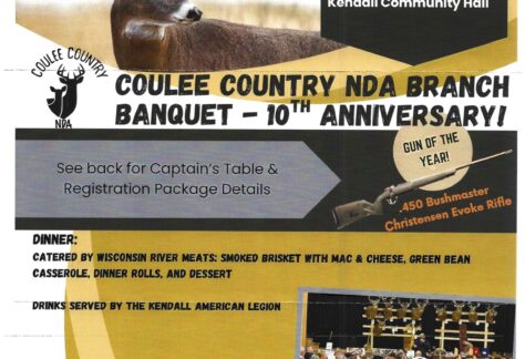 A poster with a picture of a deer on it and another picture of a group of people.