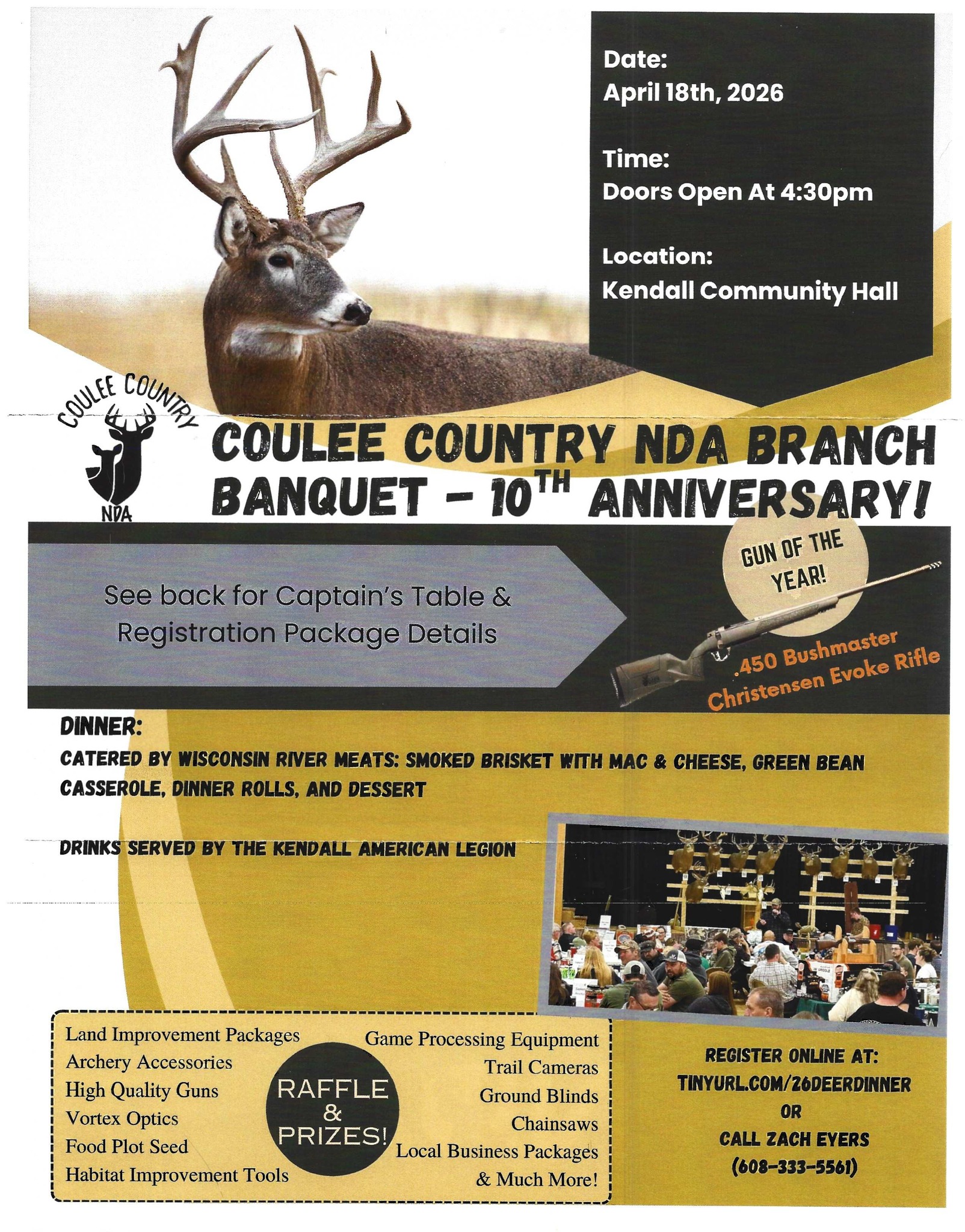 A poster with a picture of a deer on it and another picture of a group of people.