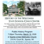A old picture of the Wisconsin State school/ Child Center and next to that picture is a black and white photo of children.