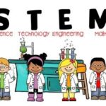 A picture of with cartoon drawn children on it with lab coats on.