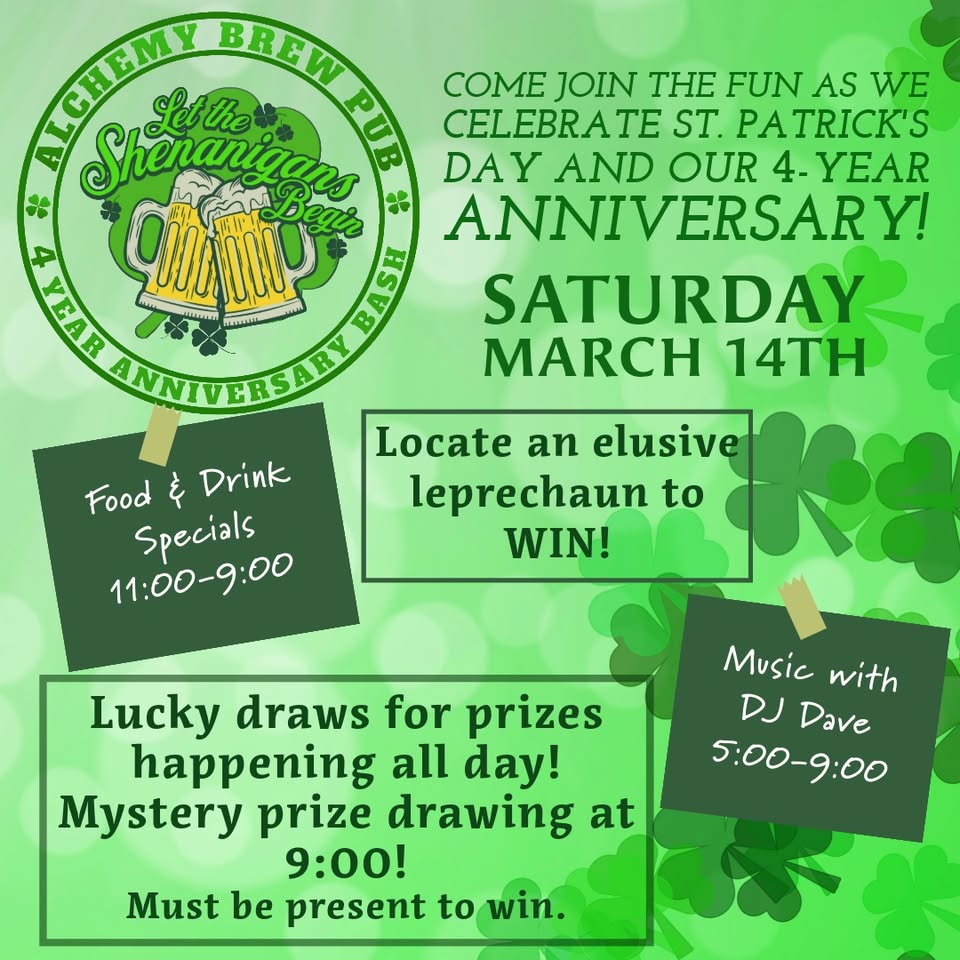 Alchemy Brewing Anniversary event flier
