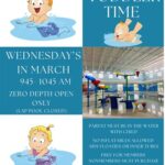 A poster with drawing of three different Toddlers in water having fun.