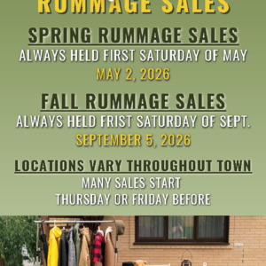 A poster with the event information on it along with a picture of clothes.