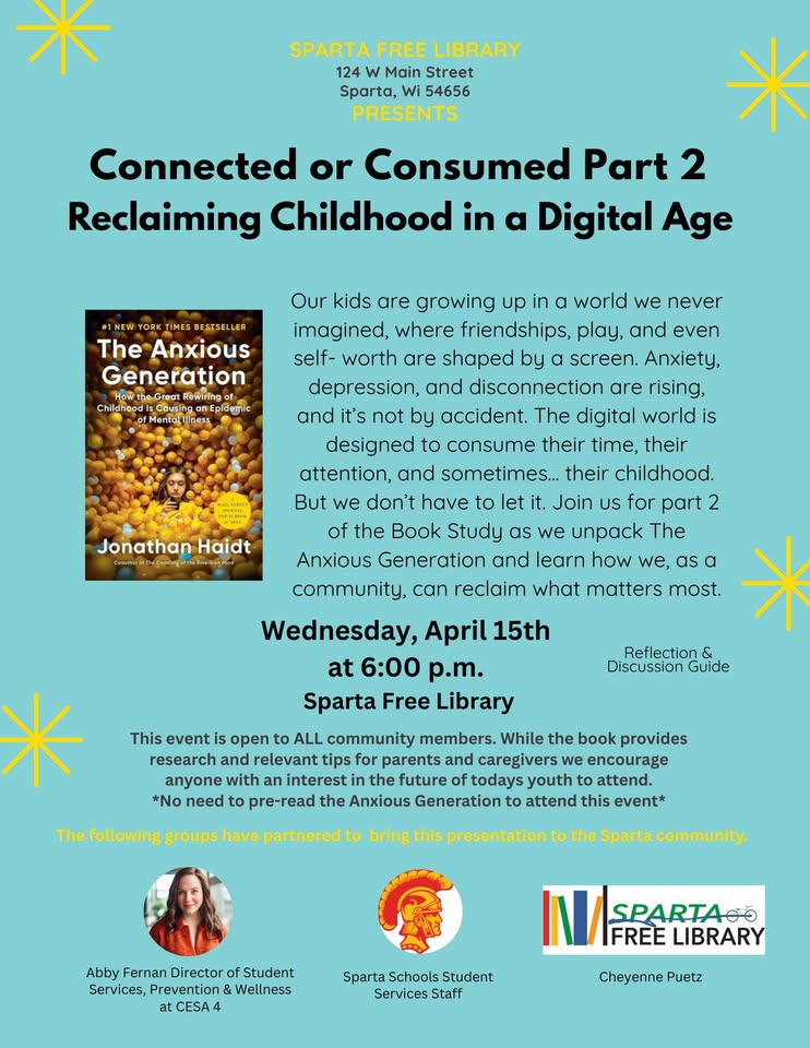 A poster with the event information on it and also shows a book about the anxious generation.