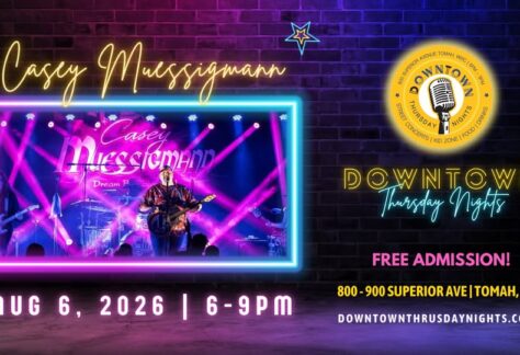 A event poster with a picture of Casey Muessigmann.