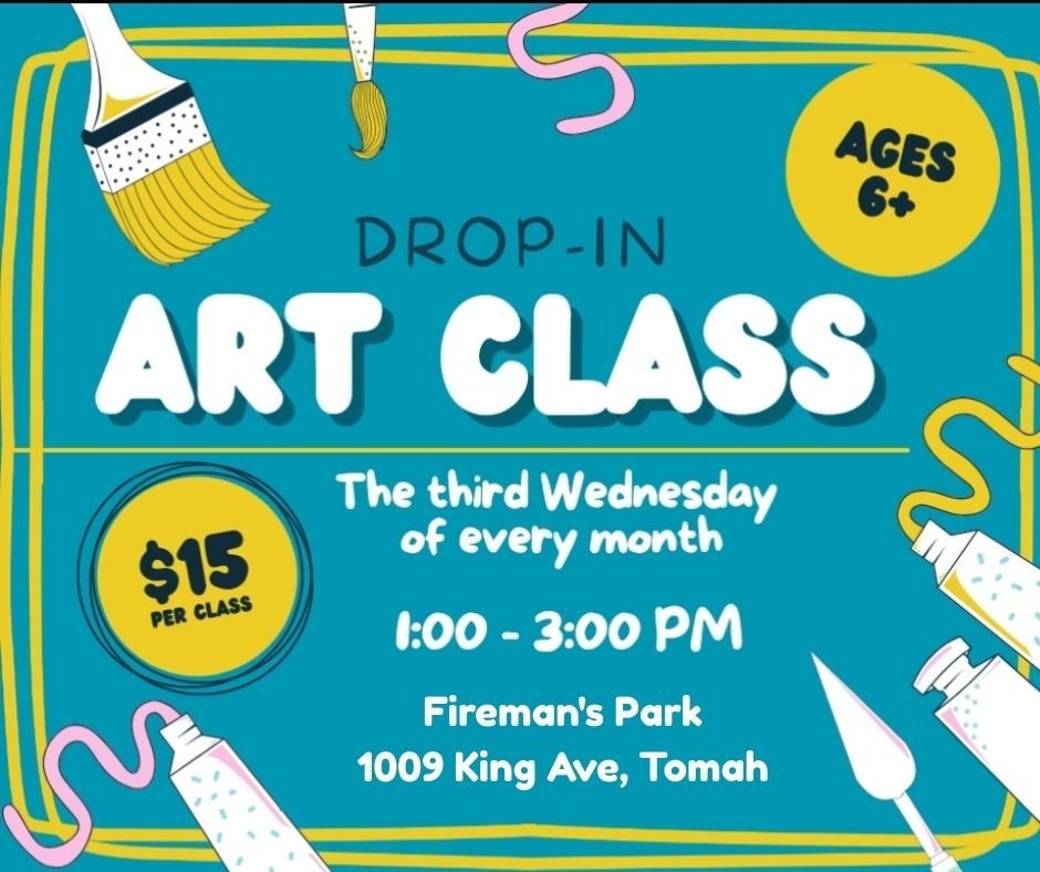 A poster with arts in supplies on it.