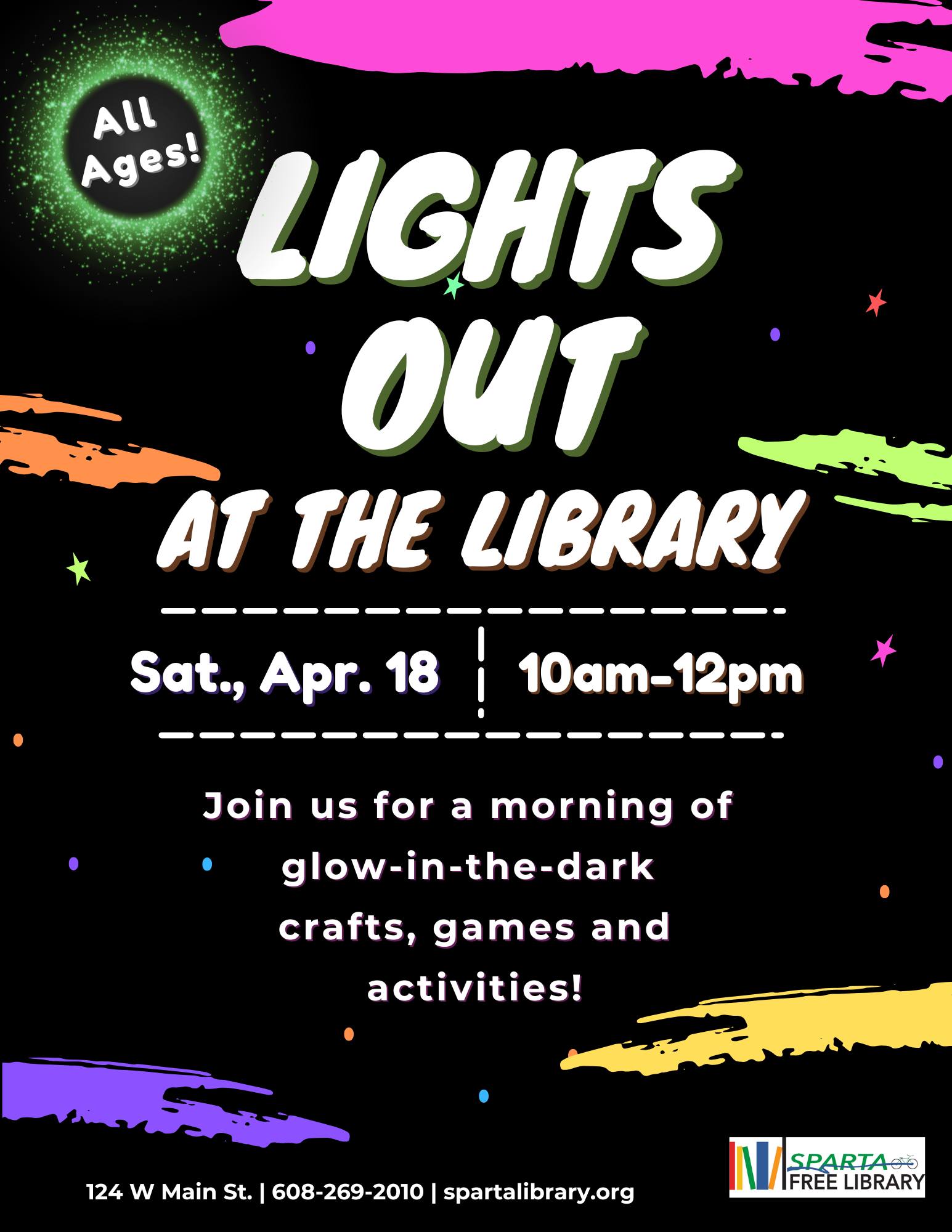 A poster with a neon colors on it and the event information it.