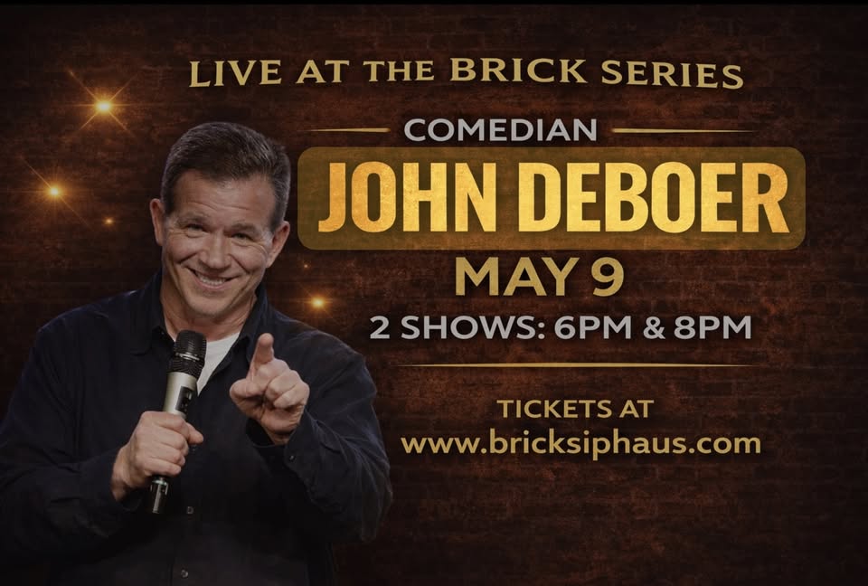 A poster with the event information along with a picture John DeBoer.