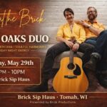 A poster with a picture of the band Old Oaks Duo with the event information.