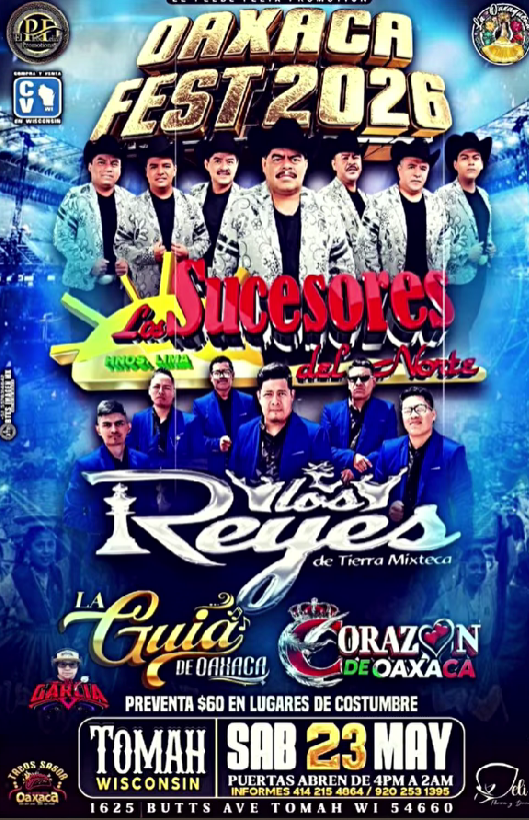 A poster with the event information on it along with a group of man standing together.