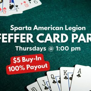 A poster with a picture of playing cards on it.