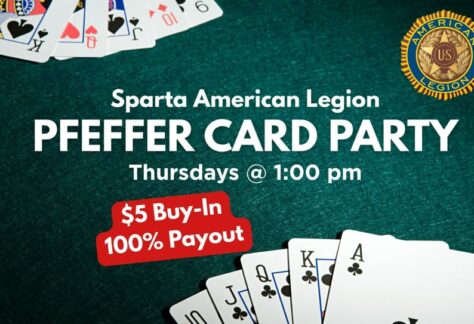 A poster with a picture of playing cards on it.