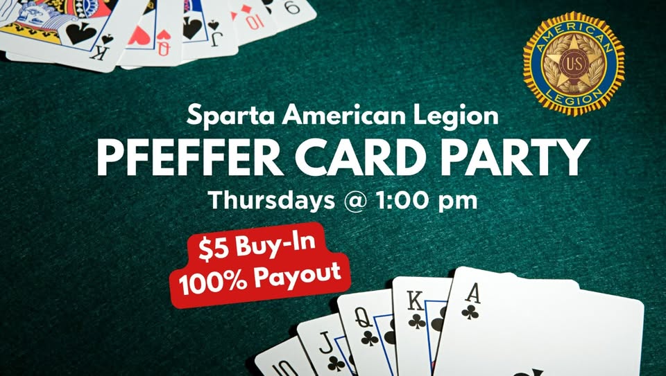 A poster with a picture of playing cards on it.