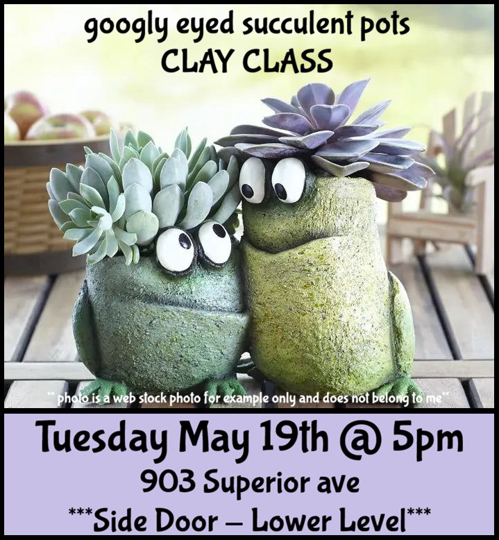 A photo of Clay Succulent pots looking at each other.