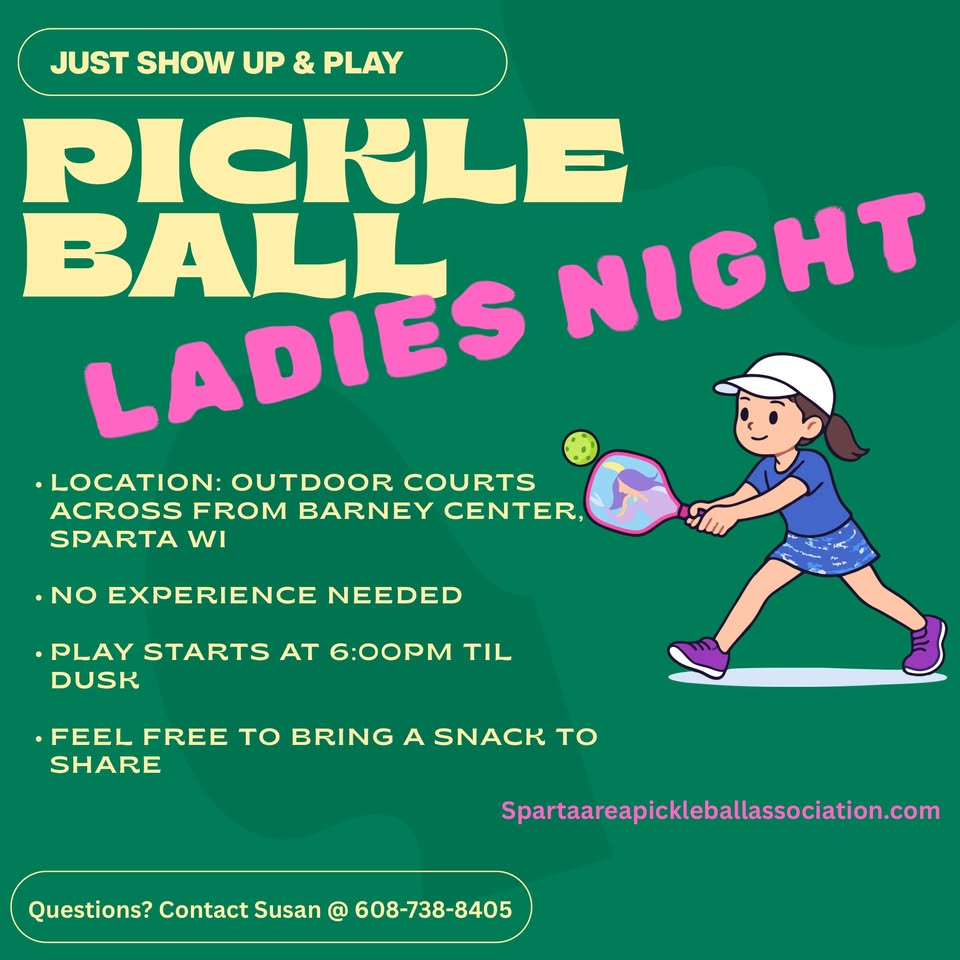 A poster with a woman playing Pickleball.