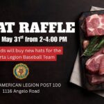 A poster with different meats on it and it shows the event information on it.