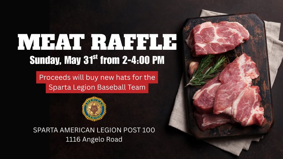 A poster with different meats on it and it shows the event information on it.