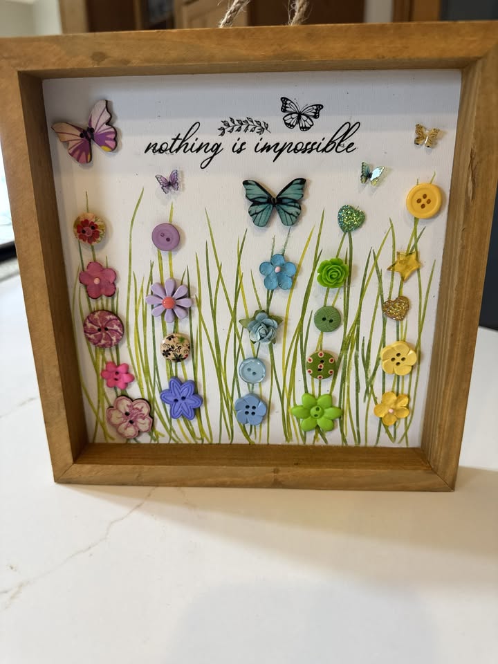 A box frame with button flowers