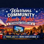 warrens movie night event flier
