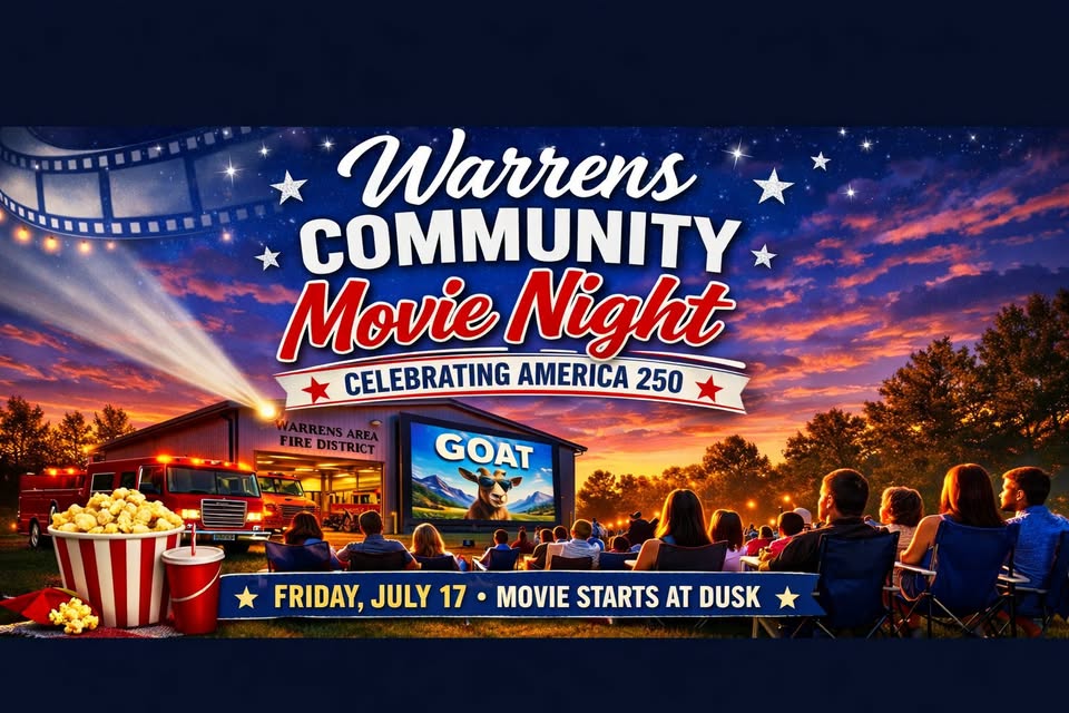 warrens movie night event flier