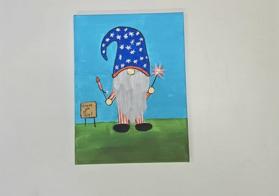 Patriotic Gnome Canvas Painting