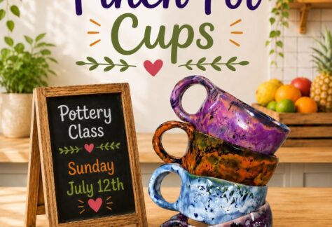 Brightly colored and glazed small pinch pot cups
