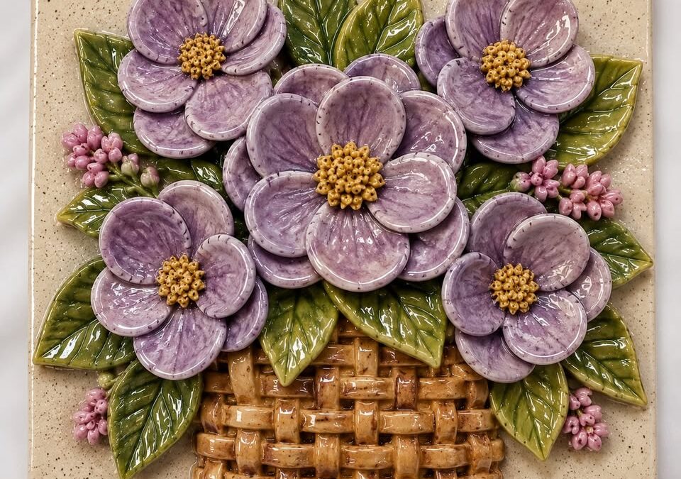 Pottery DIY: Woven Flower Basket Tile