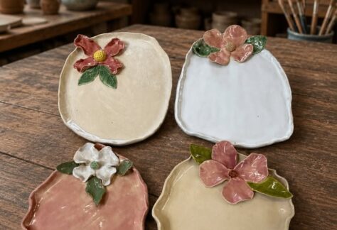 Floral ceramic trays