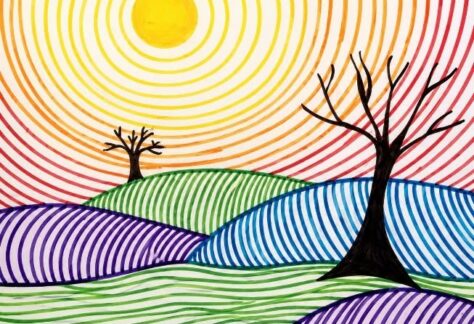 a brightly colored marker painting